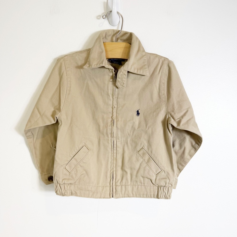 Polo Ralph Lauren Harrington Jacket Boys 3T Tan Khaki Cotton Twill Windbreaker